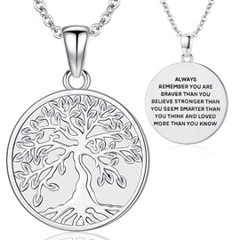 Aniu Tree of Life Necklace for Women Sterling Silver Inspirational Necklace Family Tree Necklace for Mom Daughter Birthday 2024 Graduation Gift Jewelry