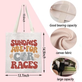 TSOTMO Car Lover Gift Sport Game Day Tote Bag Race Week Gift Sundays are for Car Race Gift Racing Car Gift Car Guy Handbag (Car Races)