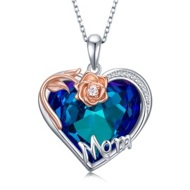 SCZKLAQ Mom Necklace for Women 925 Sterling Silver Crystal Mother Necklaces Mother's Day Jewelry for Women Mother Gifts