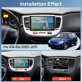[2+64G] NHOPEEW Android Car Radio for KIA Rio 2005-2011 with Wireless Carplay and Android Auto - 9 Inch Touch Screen Car Stereo - DSP/GPS Navigation/WiFi/SWC/Bluetooth + AHD Backup Camera