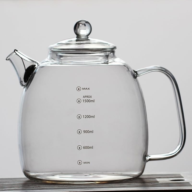Glass kettle, high borosilicate glass kettle with scale markings, a