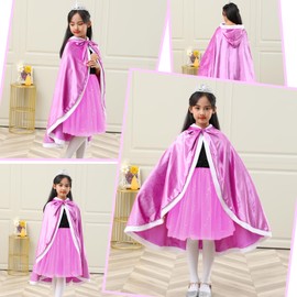 Century Star Girl Fur Princess Cape with Hood Girls Cloak for Little Girls Christmas Purple 4-5 Years