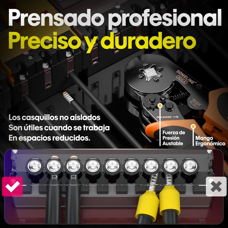 SOMELINE® Juego de herramientas de crimpado (AWG 24-8) Juego de