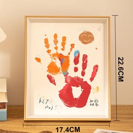 Doukesh Baby Handprint and Footprint Set Photo Frame + Paint + Brush + 2 Blank Paper Fingerprint Family Handprint Set for Baby Shower Family Gift