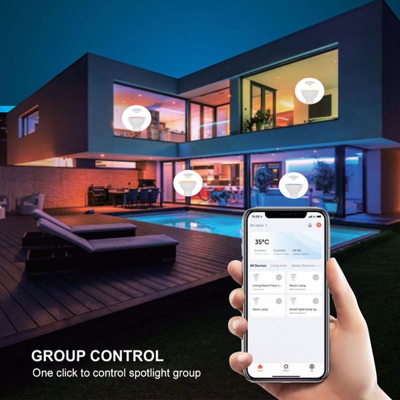 RGB CW GU10 Voice-Activated Spotlight Memory Function and Group Control