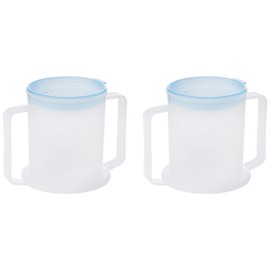 TWIN PACK MEDISURE ANTI-SPLASH ELDERLY OAP DURABLE REUSEABLE WIDE BASE LARGE HANDLES 300ML ADULT DRINKING CUP MUG