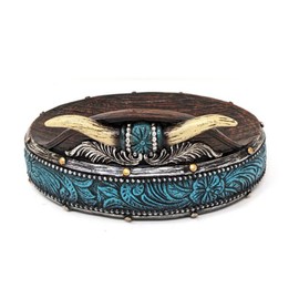 BestGiftEver Rustic Cowboy Soap Dish - Southwestern Decor with Native American-Inspired Faux Horns and Tooled Leather - Western Bathroom Accessories - Bar Soap Holder for Shower