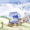 20 Small Cocktail Napkins Beach Chair Under Seagulls Table Decoration