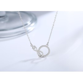 Weelody Aunt Gifts from Nephew, 925 Sterling Silver Infinity Necklace with CZ Ring, Birthday Gifts for Auntie, Necklace for Aunt from Nephew