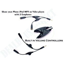 Headphone Sound extension code with Twin Volume Controls - Share/Splitter earphone audio with 2 people, Works universally with by HAYATEC