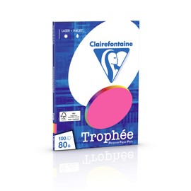 Clairefontaine 4120C Trophée PPP Printer Paper for All Laser Printers, Copiers and Inkjet Printers, DIN A4 (21 x 29.7 cm), 80 g, 1 Ream of 100 Sheets, Neon Assorted Colours