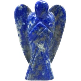 Nelson Creations, LLC 2 Inch Lapis Lazuli Hand-Carved Guardian Angel Figurine; Comes in a Silver Gift Box ready for Gifting; Elegant Sheer Organza Gift Bag Included