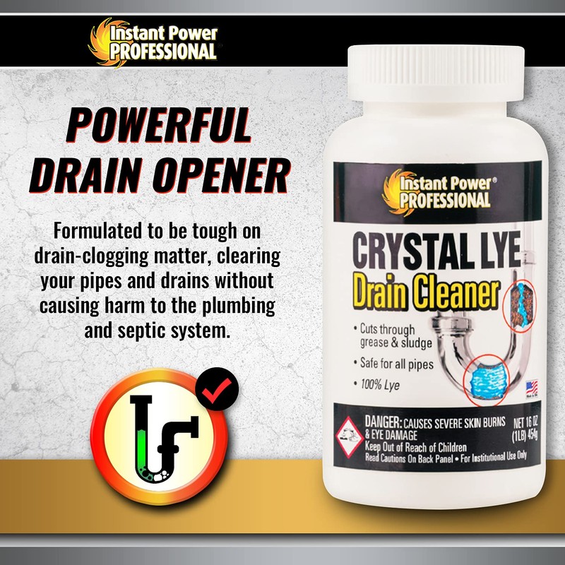 Instant Power Professional Crystal Lye Drain Cleaner, Drain Clog Remover