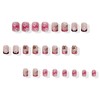 MERVF Square Press on Nails Short Fake Nail Pink Brown