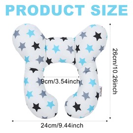 Baby Neck Support Pillow,Soft U Shaped Cotton Head Protector for Newborns,Stroller Travel Pillow with Cute Patterns for Car Seat Journey Sleeping,Protect the Healthy Growth of Cervical Spine (Star)