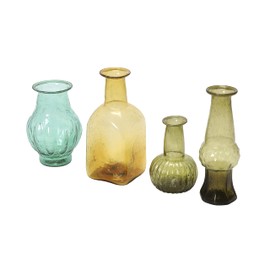 Creative Co-Op Hand Blown Glass, Multicolor, Set of 4 Styles Vases, 2" L x 2" W x 6" H