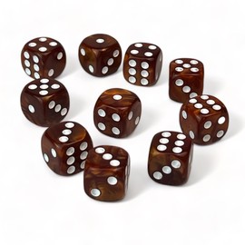 Luck Lab 10 Piece D6 Dice Pack - Acrylic Dice for RPG MTG DND Dice Table Games and Board Games (Brown Pearl)