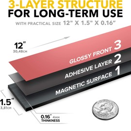 Magnetic Knife Strip 12 inch - Knife Magnetic Strip with Adhesive Backing - Use as Magnetic Knife Holder for Wall, Knife Rack, Knives Bar, Kitchen Utensil and Tool Holder, Knife Block and Organizer