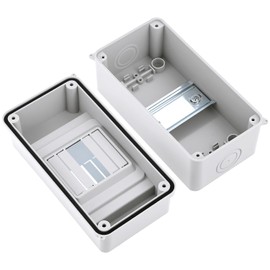 QWORK 3 Way Circuit Breaker Box with DIN Rail, IP65 Waterproof Electrical Distribution Box for Indoor & Outdoor, PC+ABS Enclosure with Accessories, 3.1x3.1x6.3 inches