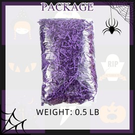Gloreyan 1/2LB Crinkle Cut Paper Shred, Purple Raffia Paper Sherd Filler Grass for Gift Wrapping Basket Filling Birthdays Weddings Party Supply