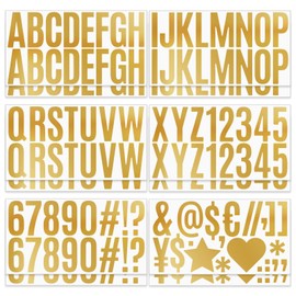 12 hojas de calcomanías de números de letras de 2.5 pulgadas, kit de números de letras de vinilo dorado, calcomanías autoadhesivas para buzón, aula, hogar, decoración de ventanas