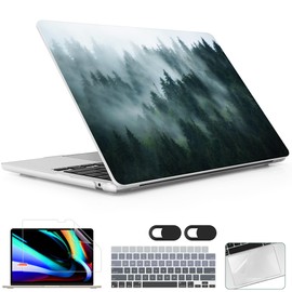 Lepeoac for MacBook Air 15 inch Case 2023 2024 2025 Release A3241 M4 A3114 M3 A2941 M2 with Liquid Retina Display & Touch ID, Hard Shell with Screen Protector & Webcam Cover & Keyboard Cover, Forest
