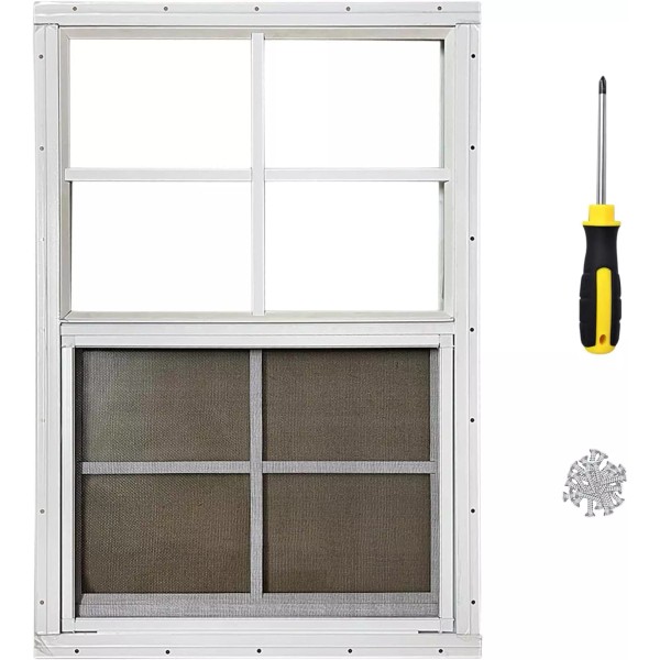 14"X21" Shed Window for Chicken Coop, Playhouse and Mobihome, White