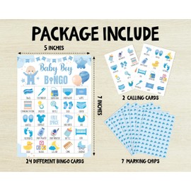 Baby Shower Bingo Games Cards, Blue Balloons Bingo Game Set, Boho Baby Shower Bingo Supplies for Adults Family Friends, Pregnancy Announcement/Gender Reveal Party Decorations -24