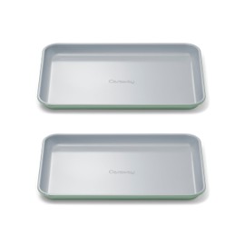 Caraway Nonstick Ceramic Small Baking Sheet Duo (9x13”) – Non-Toxic, PTFE & PFOA Free – Oven Safe – Aluminized Steel Core – Mini Sheet Pan for Baking, Roasting & More - Sage