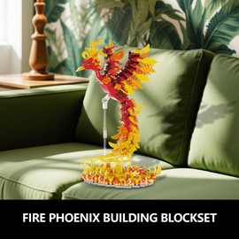 WHIZGO Fire Phoenix Mini Building Set, Bird Building Blocks,Magic Phoenix Collection Model for Adults, Home Office Decor, Ideas Bird Toy Birthday Gift for Kids Boys and Girls Fans Ages 14+ (1071PCS)