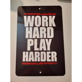 WORK HARD PLAY HARDER 8x12 Metal Wall Sign