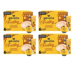 Gevalia Frothy 2-Step Caramel Macchiato Espresso Style K-Cup Coffee Pods & Froth Packets Kit, 6 CT (Pack of 4)