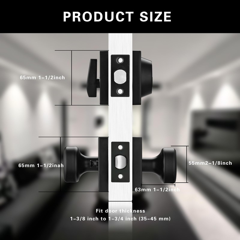 STARPY Black Door Knob with Lock, Exterior Door Lock Set