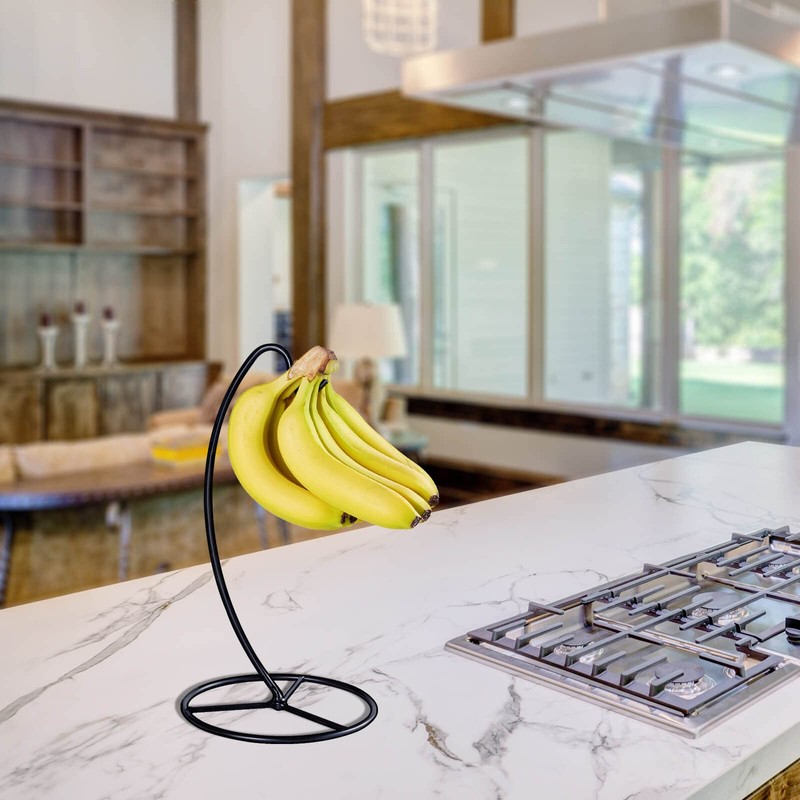 EGMEHOAD Banana Holder Stand, Banana Hanger Stand Black, Metal Bananas
