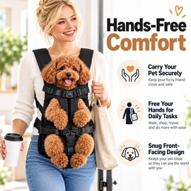 Dog Carrier Backpack for Small Medium Dogs, Adjustable Hands-Free Front Pet Carrier with Thickened Sponge Padding for Travel & Walking