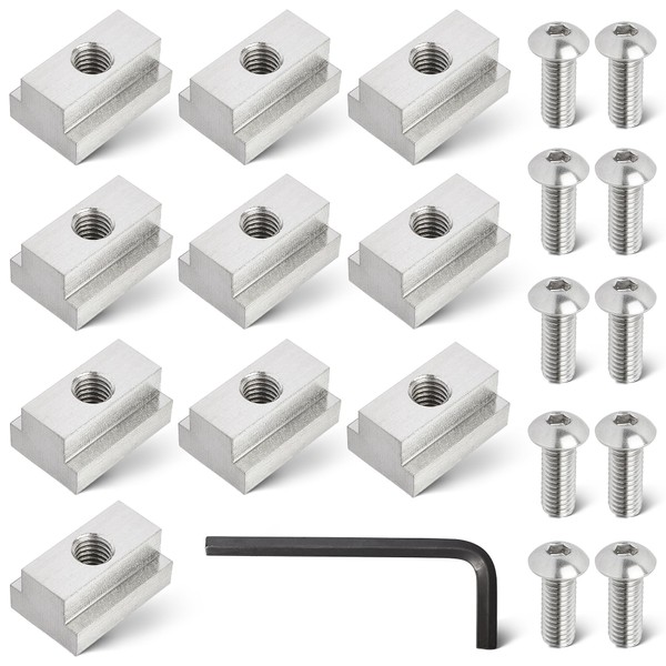 RED WOLF Thread 3/8"-16 T-Slot Nut Button Socket Cap Screw 10 Pack for Toyota Tundra Tacoma Pickup Truck Cargo Bed Rail Deck Cleat Rack Trail 304 Stainless Steel Tie Down w/Wrench