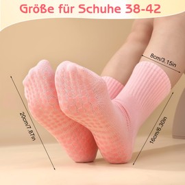 4 Pairs Pilates Socks Yoga Socks Women Non-Slip Stopper Socks Non-Slip Grip Socks for Women Pilates, Yoga, Dance, Ballet, Trampoline, Fitness, 38-42, Black, white, grey, pink, 38 - 42