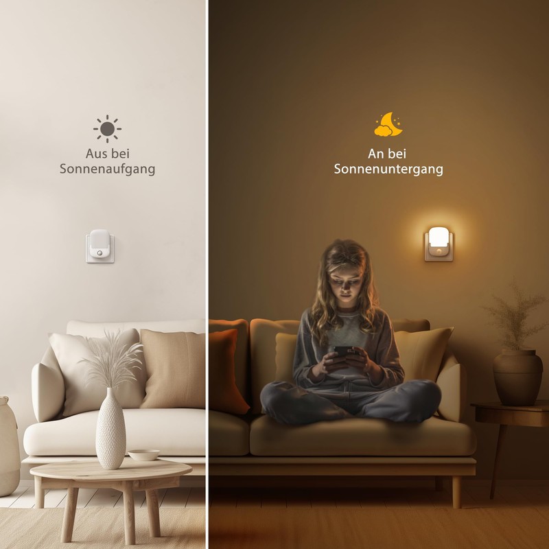 Briignite Night Light Motion Sensor Socket, Dimmable 3000 K, Pack
