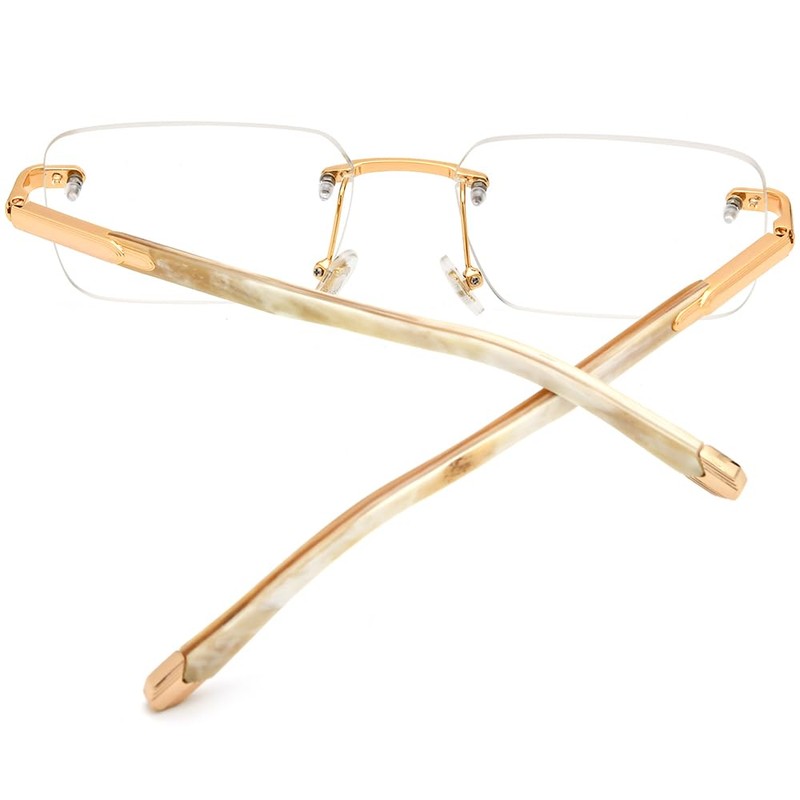 HEPIDEM 100% Really Buffalo Horn Handmade Glasses Frame Square Rimless