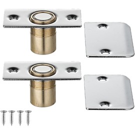 JQK Closet Magnetic Door Ball Catch Hardware, 430 Stainless Steel Catch Adjustable with Strike Plate, Polished Steel Finish 2 Pack, HBC120-BN-P2