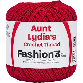 Aunt Lydia Fashion Scarlet Crochet - 3 Pack of 150y/137m - Cotton - Gauge 3 - Crochet