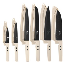 CuCut 12-Piece Kitchen Knife Set - Stainless Steel Knives with Safety Sheaths, Dishwasher Safe, for Meat/Vegetables/Fruits Chopping, Slicing, Dicing & Cutting