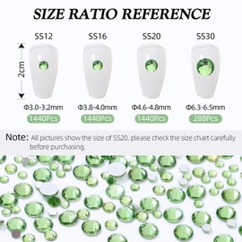 Meibite Light Green Flatback Rhinestones, Glass Rhinestones for Nail Art and Craft, Glue Fix, Loose Crystal Gemstones(Lt.Green, SS30, 288pcs, 6.4-6.6mm)
