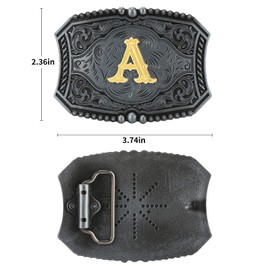 JMM Upgrade Western Belt Buckle Initial Letters ABCDEFG to Y-Cowboy Rodeo Small Belt for Men and Women