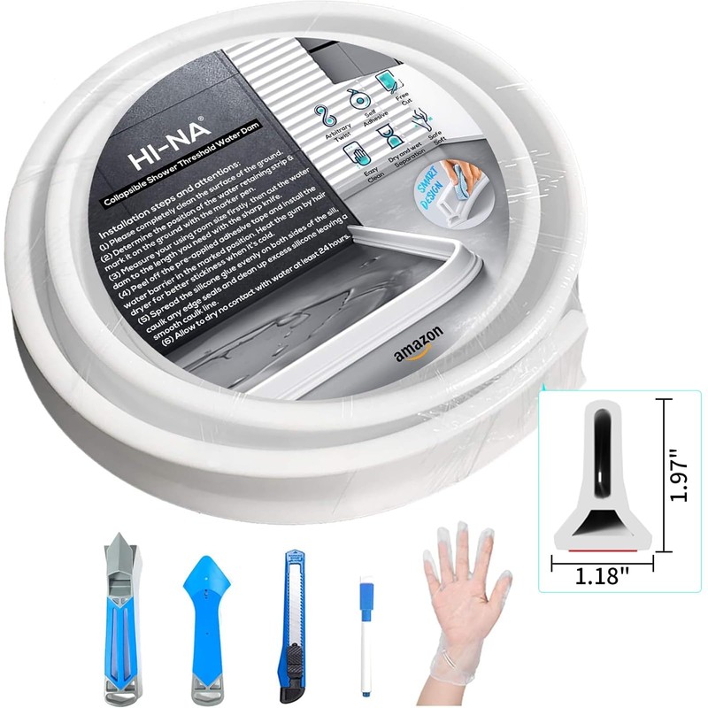 Hi-Na 3ft/5ft/6ft/8ft10ft Collapsible Shower Threshold Water Dam Water Barrier for