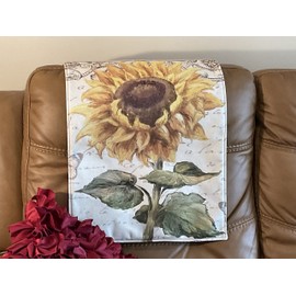 Sunflower Headrest Cover for recliners, headrest cover slipcovers,chair cover, furniture protector, beach house, sofa, theater chair, sunroom, office chair, RV’s 17x27 :By: Bittlemen Co.