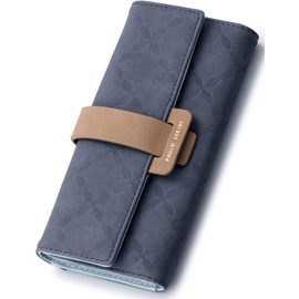 PAULO SERINI® Women's Purse, 100% Vegan Leather, Large Purse for Women, with 9 Card Slots, Women's Wallet, Navy Blue, Dark Blue