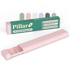 Pillar Plus - XL 7 Tage Pillendose Organizer | BPA-freier Weizenstroh Pillendose Organizer | Schöner Tablet Organizer für Reisen und Zuhause (Soft Pink)