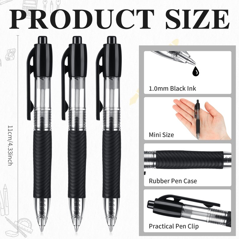 Sayglossy 48 Pack Mini Ballpoint Pens Small Pocket 1.0mm Black
