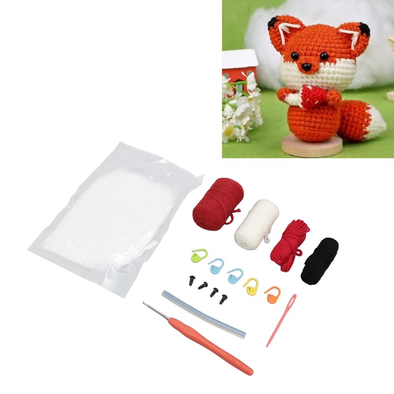 Animal Crochet Kit DIY Hand Knitted Ornament Cute Fox Doll